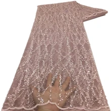

Sequins African Lace Fabric High Quality French Mesh Lace Fabric Wedding Materials Nigerian Tulle Laces XZ-210
