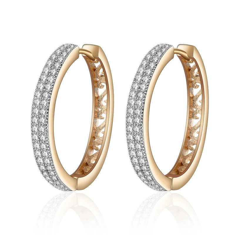 Простые большие круглые серьги-кольца CZ, позолоченные серебряные серьги с кубическим цирконием для женщин, темпераментные ювелирные изделия, подарки