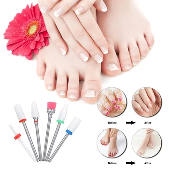 

6pcs Nail Drill Bits Nail Grinding Heads With Storage Box Nail Art Tools Cuticle Cleaner Dust Drill Brush Rotary Polishing Tool