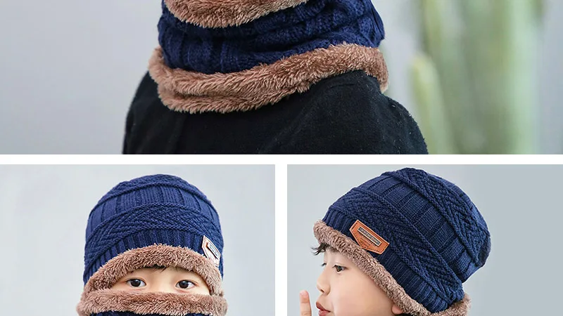 Модная детская теплая вязаная шляпа, комплект из 2 предметов, шарф, наконечник стрелы, бархатный утепленный шарф, милая детская шляпа