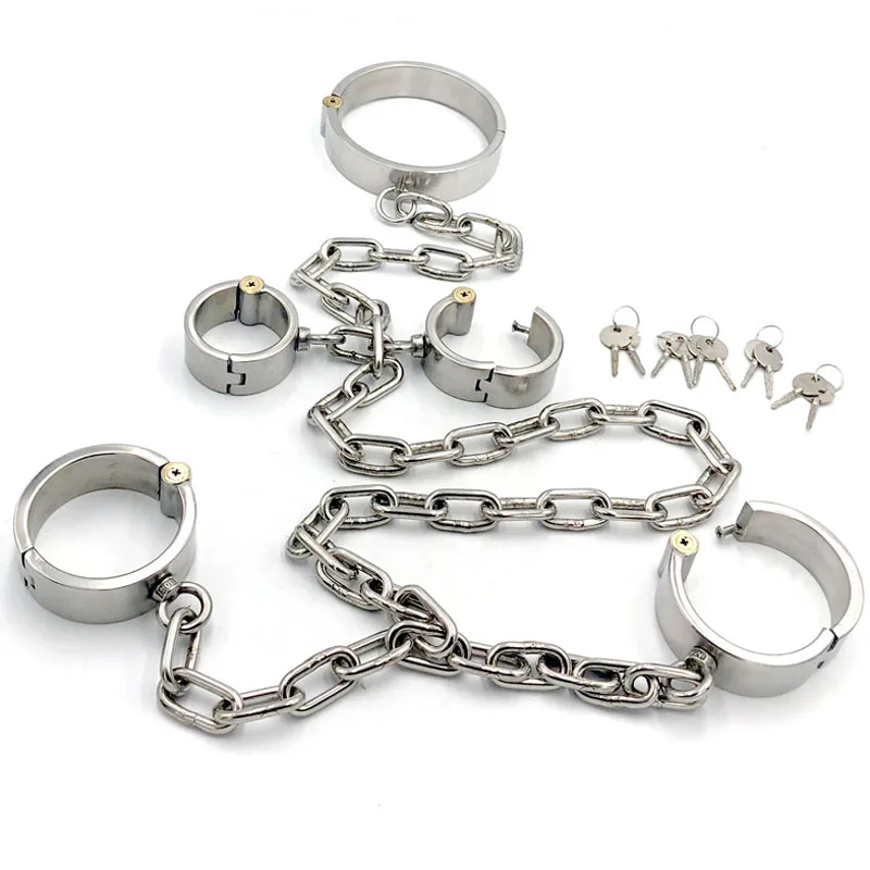 

Stainless Steel Leg Irons Shackles Handcuffs Collar Adult Games BDSM Bondage Ankle Cuffs Restraints Sex Toys For Couples Erotic