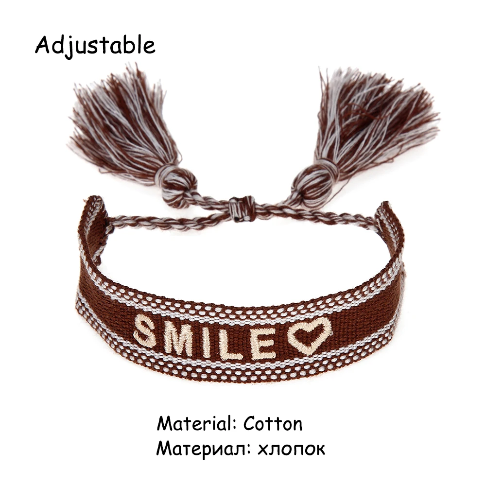 Women Adjustable Braided Tassel Bracelet Handmade Embroidery Rope Bracelets For Women 2 size