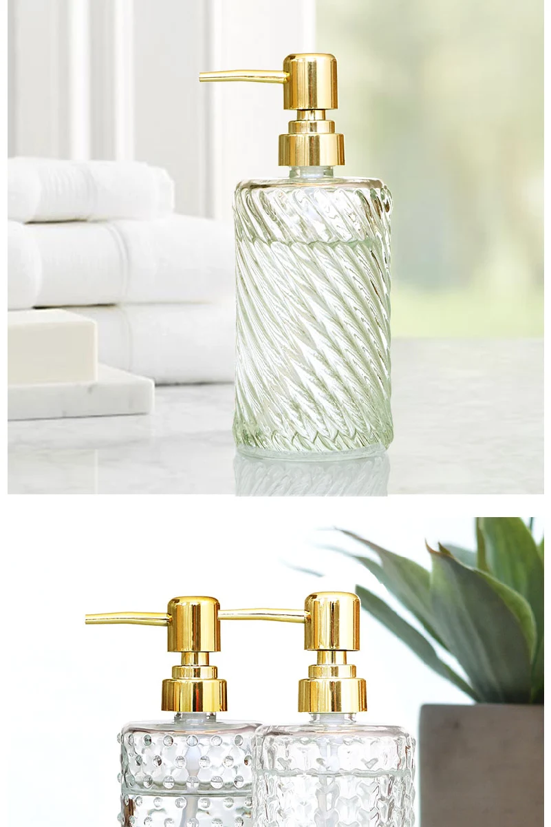 Glass Hand Sanitizer Bottle With Gold Pump For Bathroom Soap_voghion.com