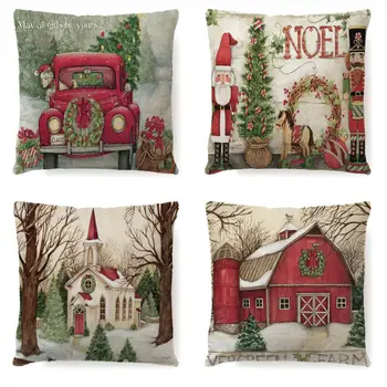 

45x45CM Christmas Xmas Pattern Pillow Case Cover Christmas Cover Case Xmas Decor Festive Gift Throw Home Linen Cushion