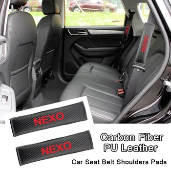 

Car Safety Belt Covers for Hyundai nexo Car Seat Belt Carbon fiber Leather Case Shoulder Pad Car Accessories