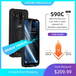 DOOGEE S90C IP68 модульный прочный мобильный телефон 6,18 дюймов дисплей 12V2A 5050 мАч Helio P70 Восьмиядерный 4 Гб 64 Гб 16MP + 8MP Android 9,0