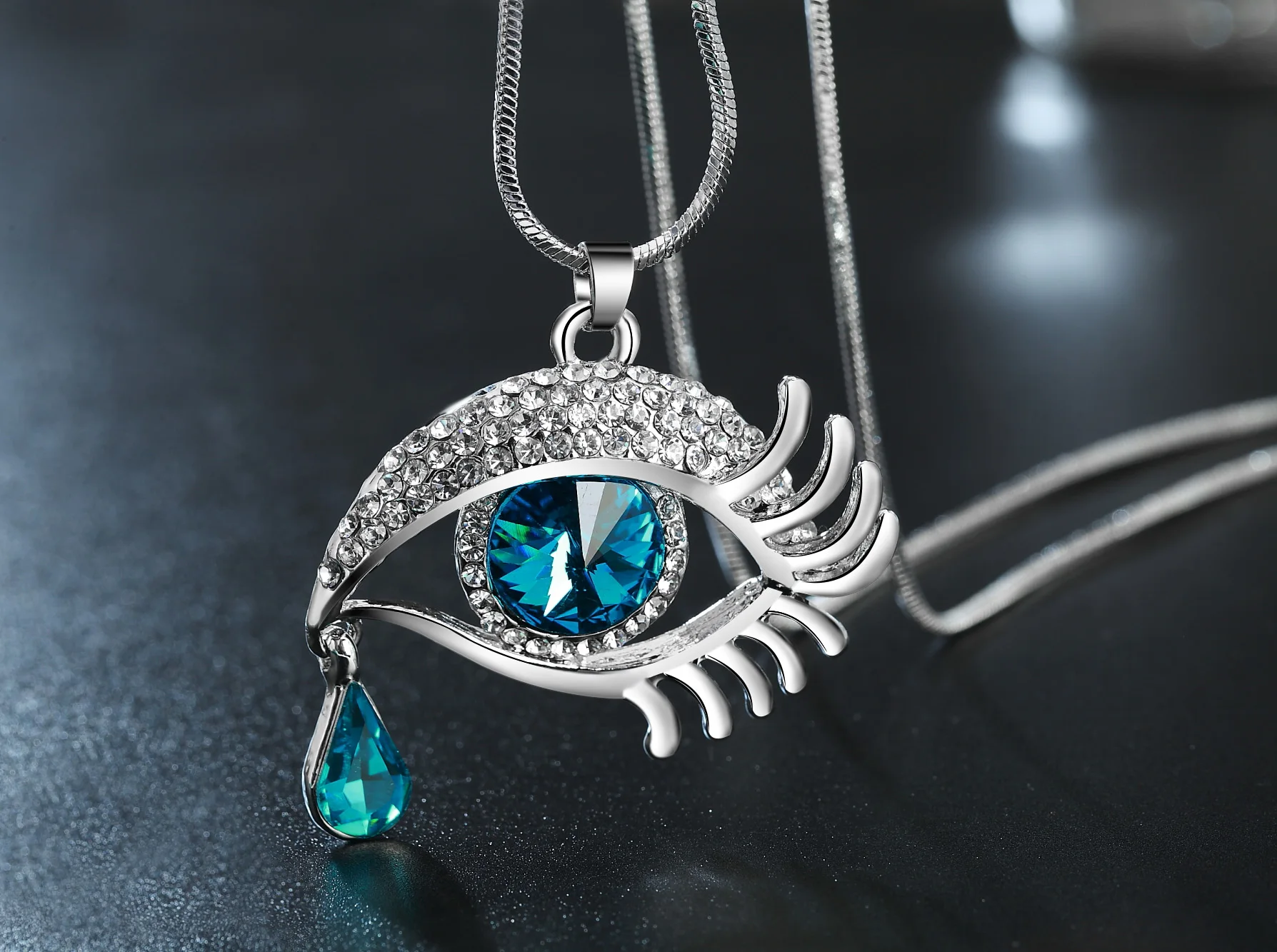 Женское ожерелье с подвеской-цепочкой и кристаллами Love Sea Blue Devil Eye | Украшения
