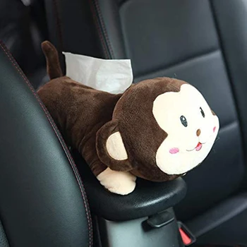 

Plush Toy Style Anime Hanging Holder Tissue Box Cartoon Tissue Cover Paper Holder Napkin Box Paper Storage(Monkey)