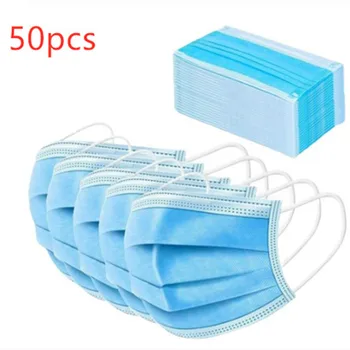 

50pc/2pcs Disposable Protective Ear loop Filter Mask 3 Layers Dustproof Facial Protective Cover Anti Fog Haze Face Mouth Mask