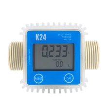K24 Digital LCD Fuel Flow Meter Turbine Diesel Fuel Flow Meter Adjust Liquid Flow Meters Fuel Flow Tester Measuring Tools