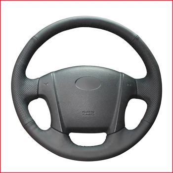 

Mewant DIY PU Black Genuine Leather Car Steering Wheel Cover for Kia Sportage 2 2005 2006 2007 2008 2009 2010 Accessories