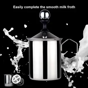 

500ml manual double mesh head foam coffee maker whisking milk frother