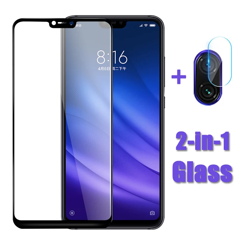

2 in1 For Xiaomi Mi 8 Lite light Protective Glass Camera Lens Screen Protector Glass For Xiomi Mi 9 Se Tempered Glass on mi8lite