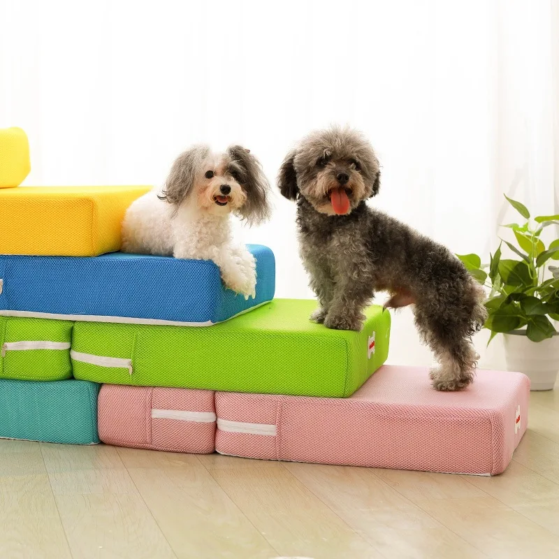 Rampa plegable para escaleras de perro, cama para mascotas, escalera de 2 escalones, rampa para casa de perro, tapete transpirable desmontable para perros pequeños