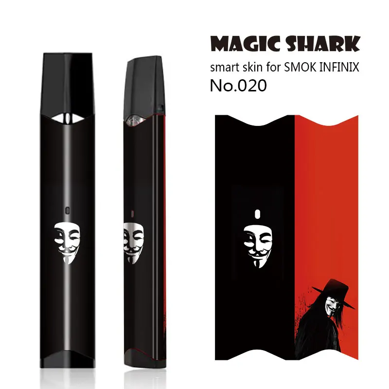 Волшебная Акула 2.5D стерео Новинка V-Vendetta Leopard Leaf Snake Print Wood Vape наклейка пленка Кожаный чехол Чехол для Smok Infinix Kit