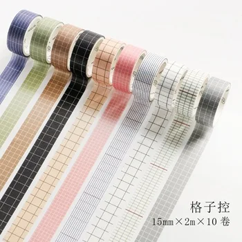 

10pcs Vintage Style Plaid English Letters Washi Tape DIY Decorative Scrapbooking Planner Adhesive Masking Tape Kawaii Stationery