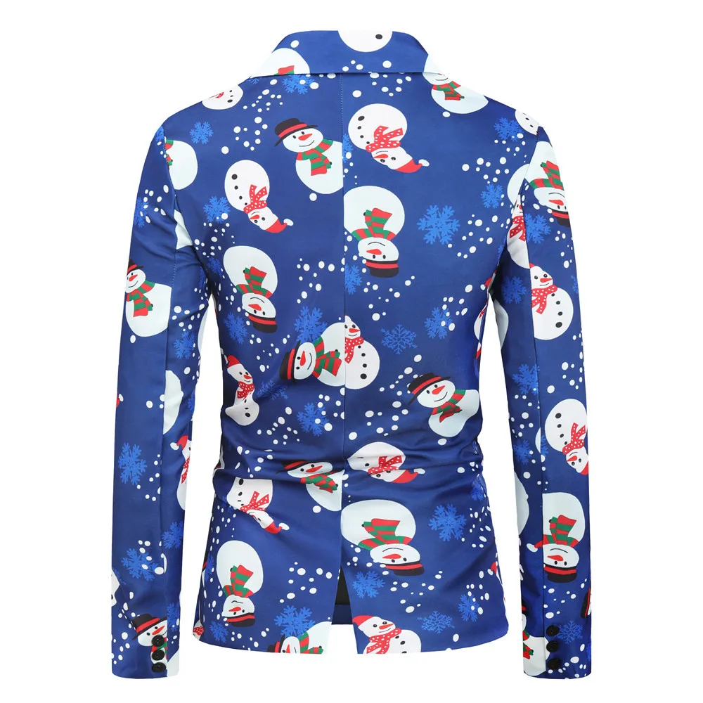 

New Style Men Leisure Suit 3D Printed Snowman Christmas Large Size Suit Jacket X23
