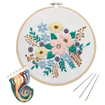 

Full Range of Embroidery Starter Kit with Pattern,Cross Stitch Kit (Flowers)