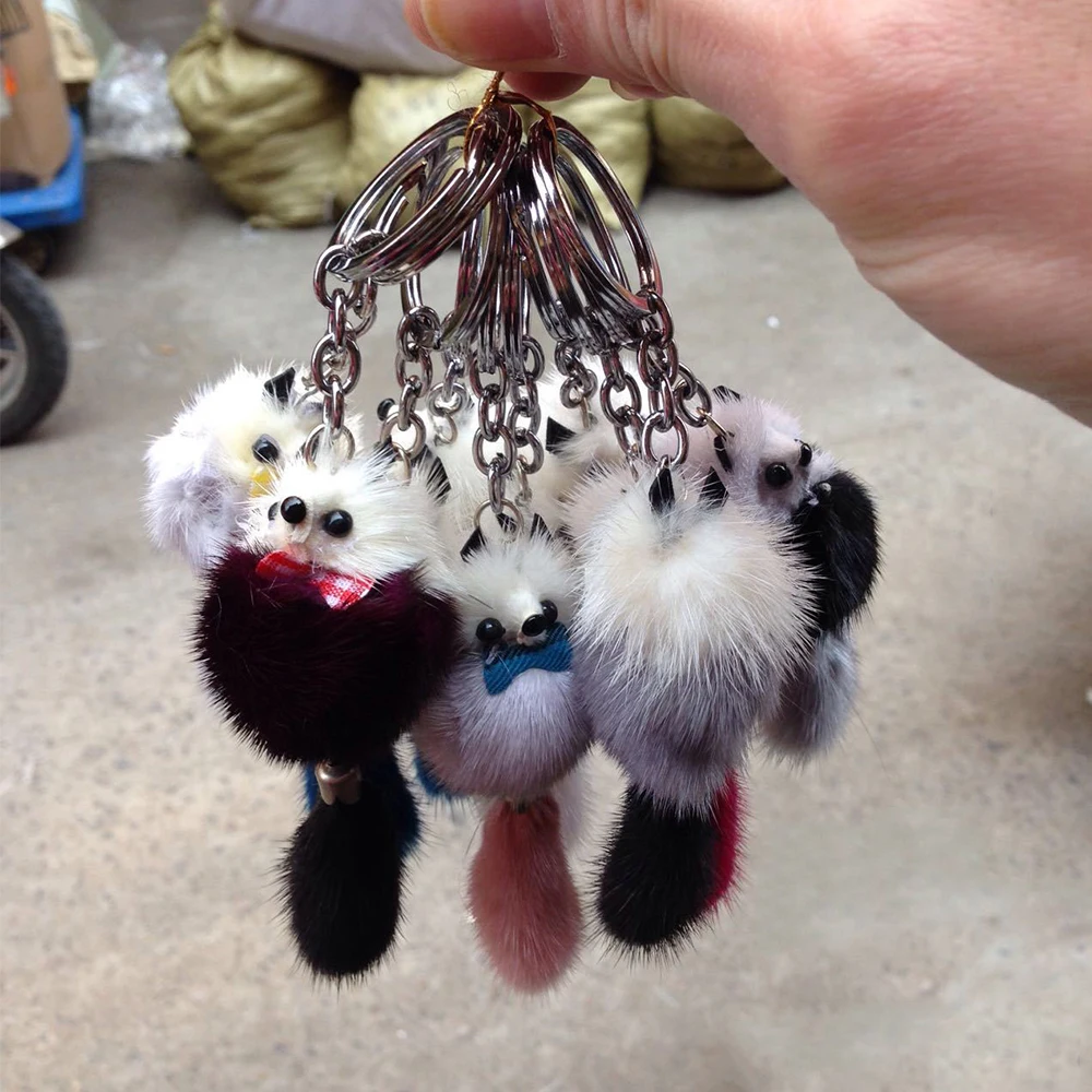 10 real Mink fur bag charm pompoms with leather leaf in bunch of grapes  optik, multicolor fur pom poms, bag charm keyring, fur bag accessory