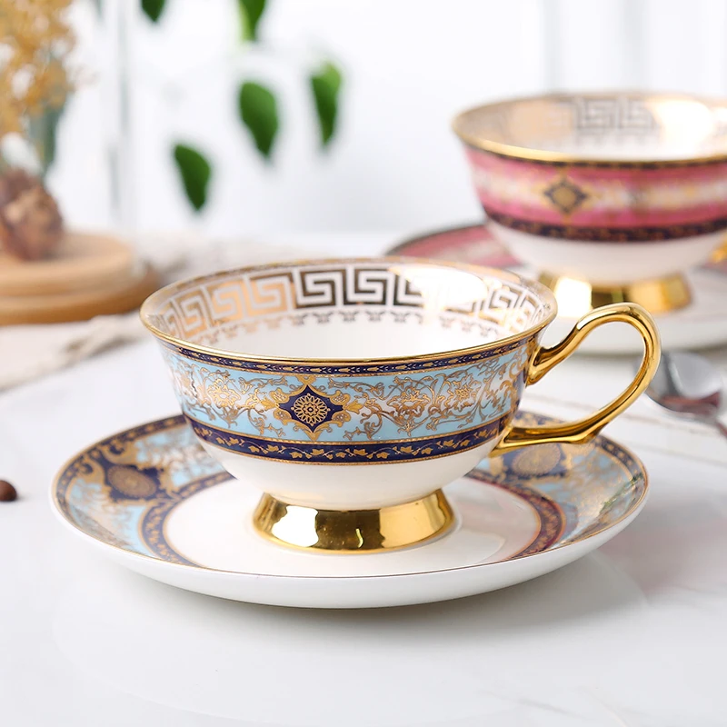 Bone China Coffee Mug Ceramic Tea Cup Espresso Tazas Canecas Tasse Luxury Noble Gold Handgrip Kubek Vaso Drinkware Teaware