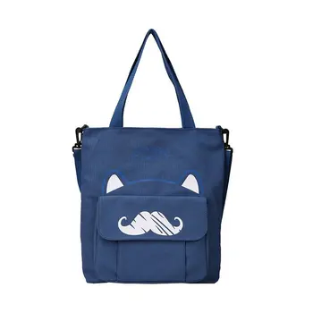 

Japan Style Lovely Moustache Cat Canvas Shoulder Bag Solid Large Capacity Female Tote Bags for Women 2020