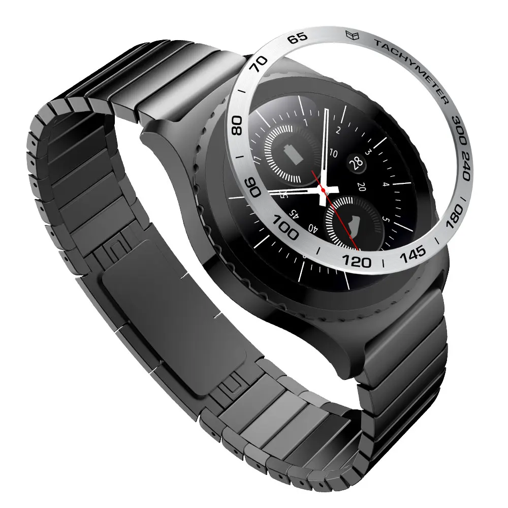 S2 нержавеющая сталь для samsung gear S2 классический SM-R732 БЕЗЕЛЬ для наручных часов кольцо Клей против царапин металлический чехол браслет 22 Стиль - Цвет ремешка: D Silver