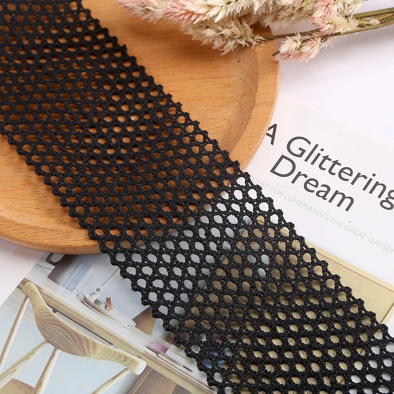 Transparent Mesh Hollow 6cm Wide Lace Woven Cotton Thread Solid Color Lace 2 Yards DIY Decorative Underwear lace fabric,lace garment accessories,lace sewing supplies,lace decoration,lace accessories,lace sewing accessories