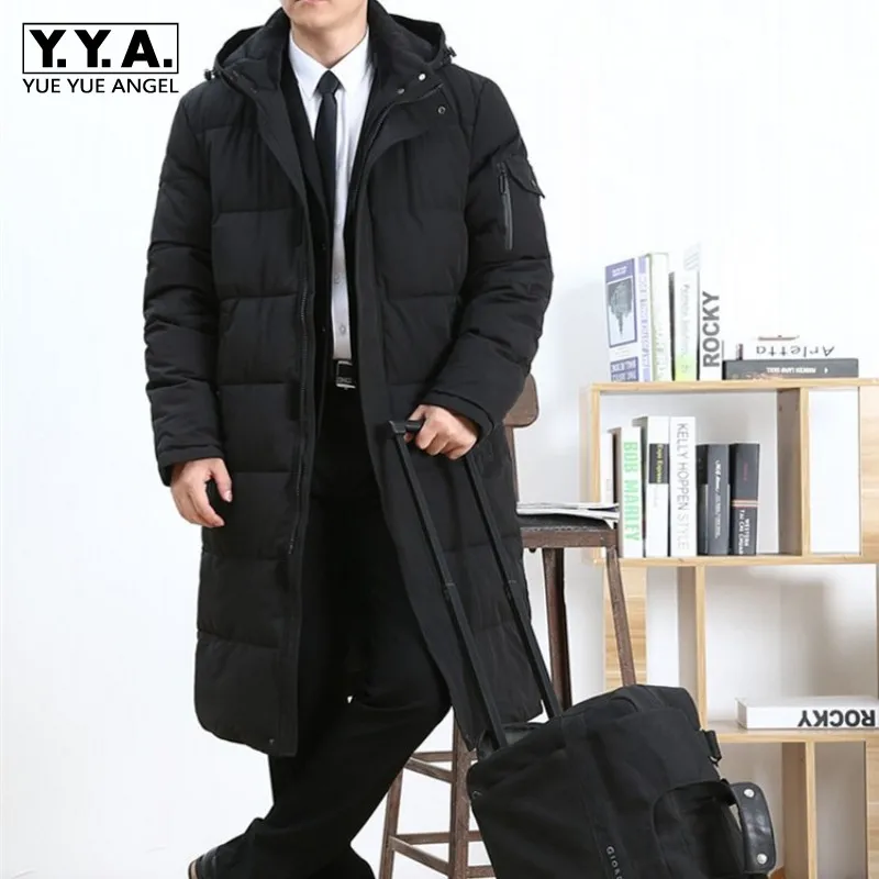 

Winter Business Men Long Down Jacket Loose Thicken Warm Parkas Hooded Windbreaker Mens Overcoats Casual Large Size L-6XL Coats