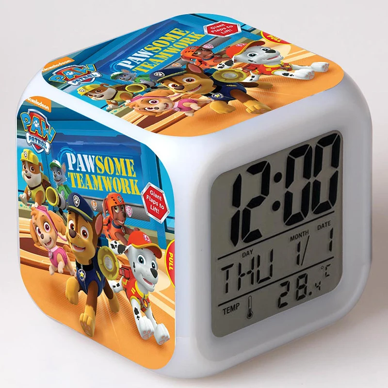 ; аниме «из мультфильма «Щенячий патруль» из цифры светодиодный сигнал тревоги, Patrulla Canin игрушка ночной Светильник часы творческие подарки, игрушки для детей, подарки, 2A18