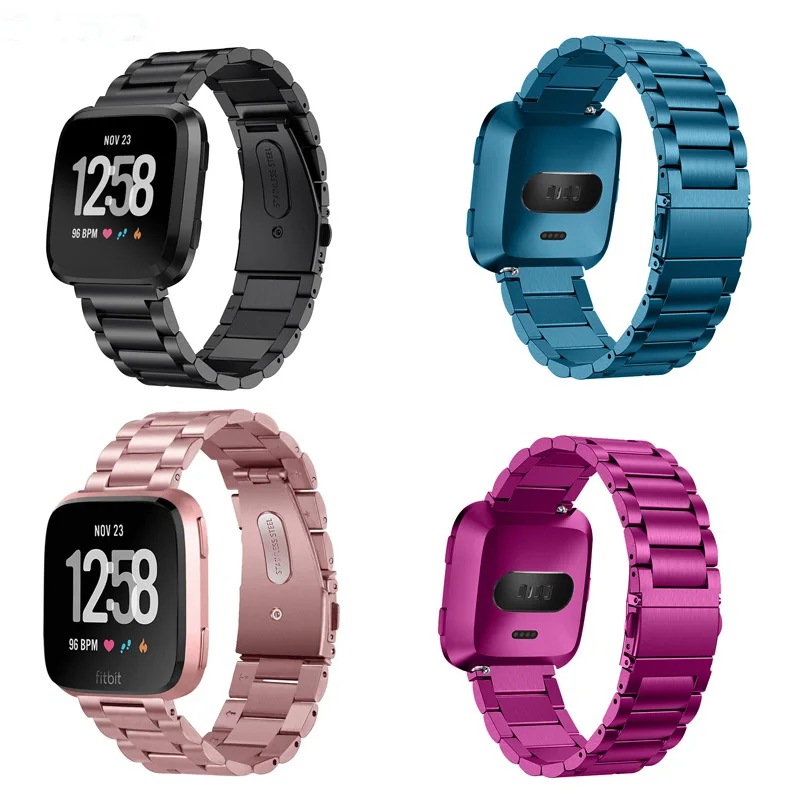 

Mijobs Classic Three Beads Link Stainless Steel for Fitbit Versa Band Metal Smart Watch Band Replacement for Fitbit versa correa