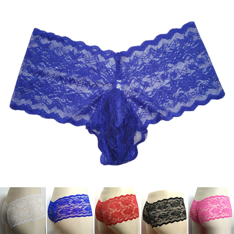 Chándal de encaje Sexy para hombre, ropa interior Tanga, bragas transparentes, pantalones transpirables, Tanga y para hombre ► Foto 3/6