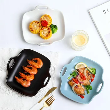 

Nordic plate creative irregular household ceramic baking dish dish net red dinner plate breakfast set western dishes