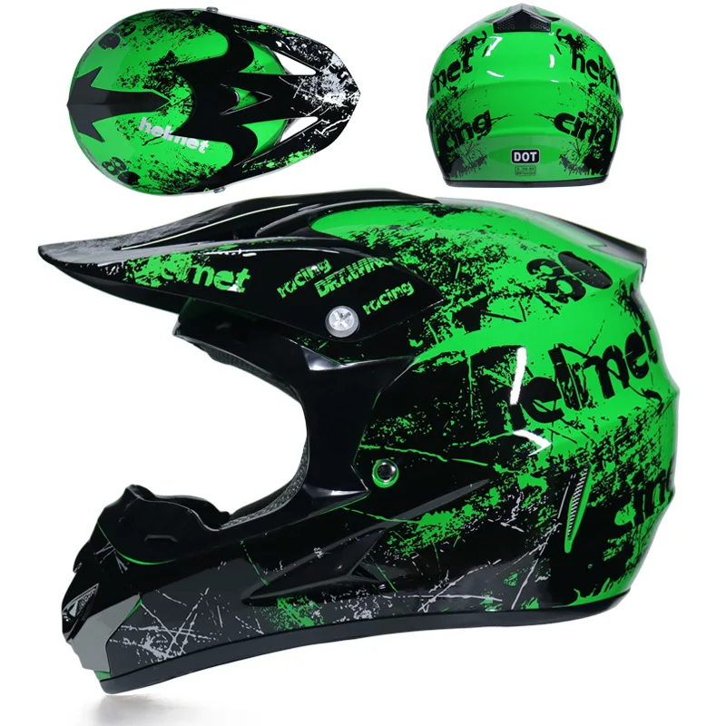 Шлем для мотокросса, мотоциклетный шлем для бездорожья, шлем для мотокросса, шлем для взрослых с перчатками/очками/маской - Цвет: 18