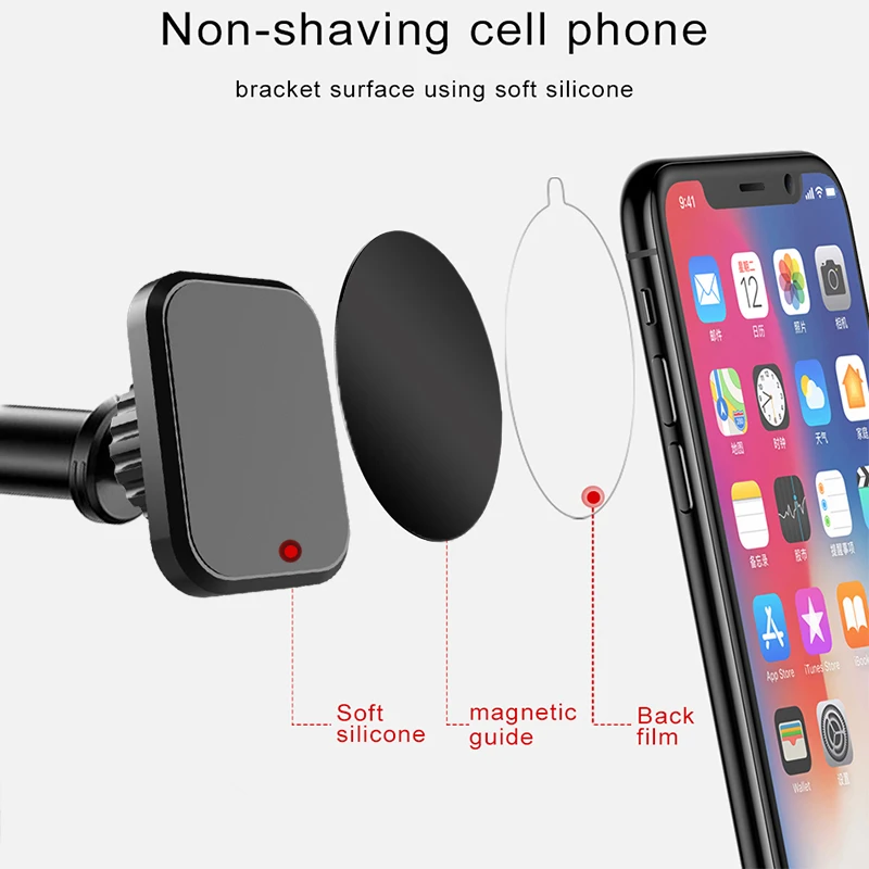 Magnetic Car Phone Mount Universal Dashboard Phone Holder Windshield Long Arm Strong Suction Car Mount Fit for Huawei/iPhone 11