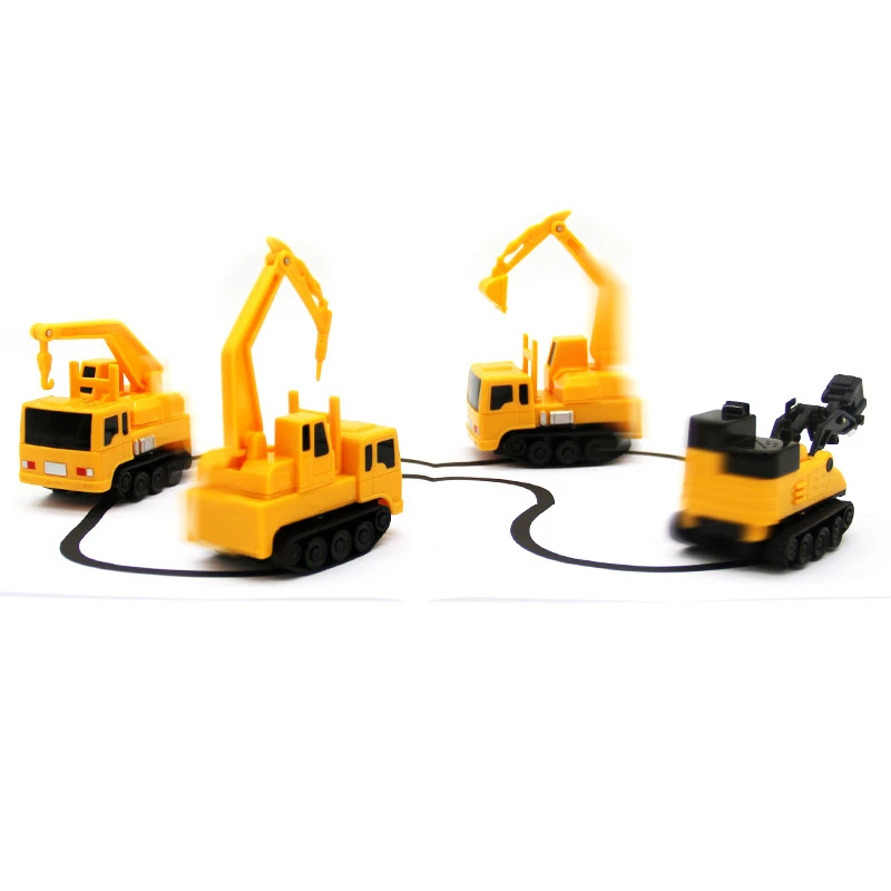 라인 다음 로봇 유도 교육 유도 장난감 자동차 트럭 기계 추종자 Diy 다이 캐스트 차량 매직 펜 펭귄 돼지