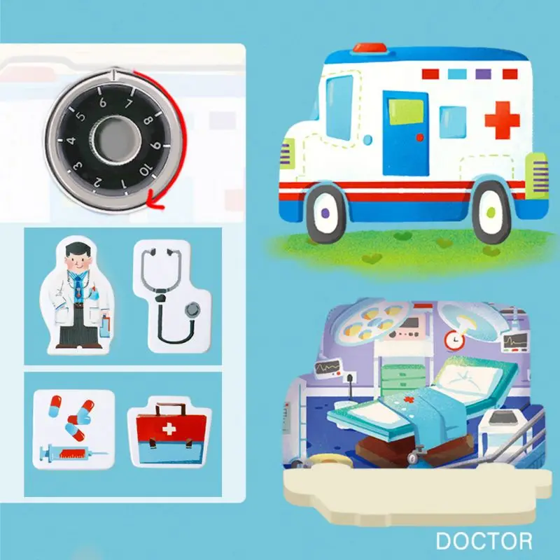  Wooden Montessori Children Cognitive Board Unlocking Education Toy Teaching Kids - 4000166474615