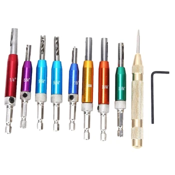 

HHO-8Pcs Door Window Hinge Hole Puncher Drill Bit with Center Punch Hex Wrench