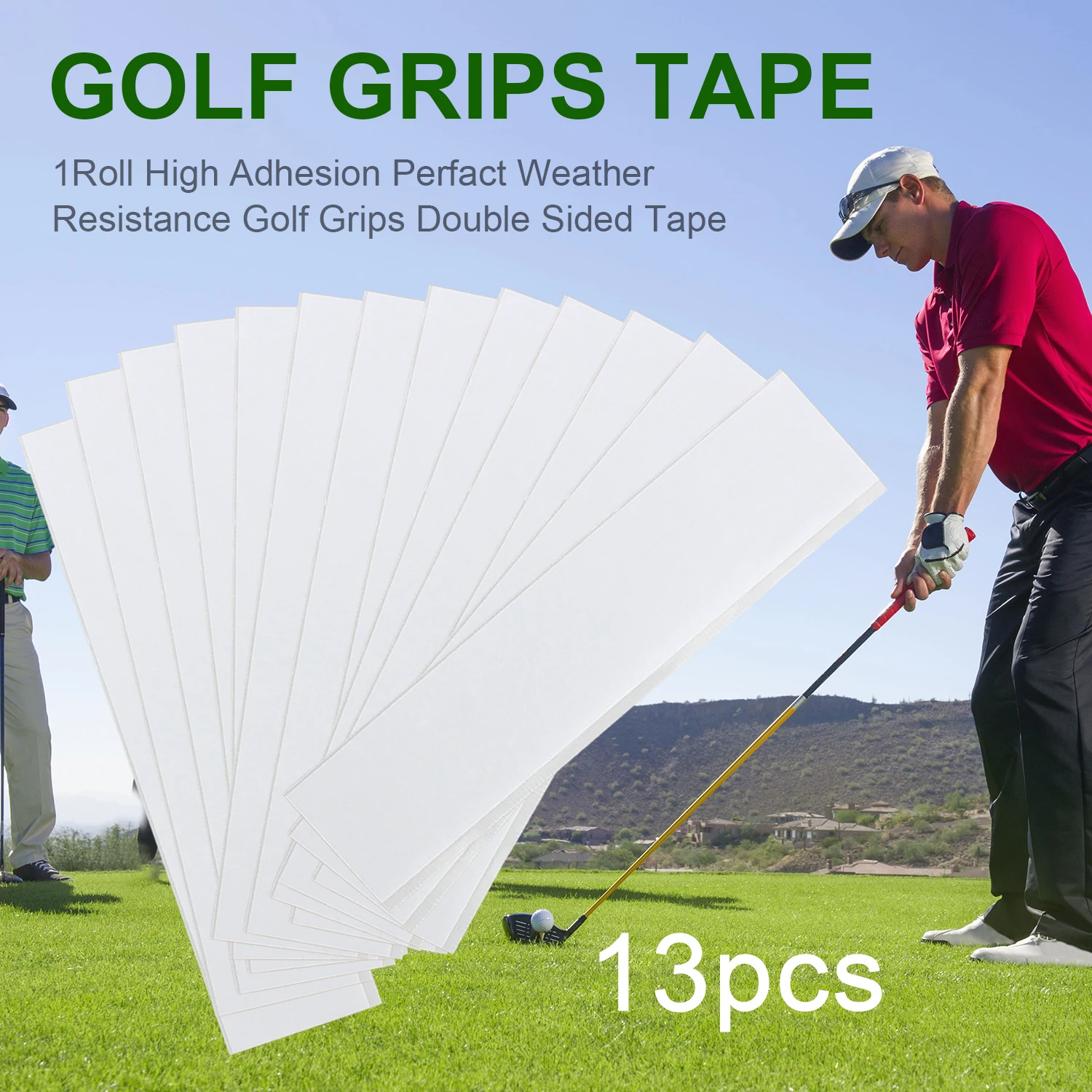 13pcs/Bag Golf Club Tape Double Sided Adhesive Strips Putter Grip 2”*8.3” Replacement Accessories Golf Grip Handle Tape Stickers