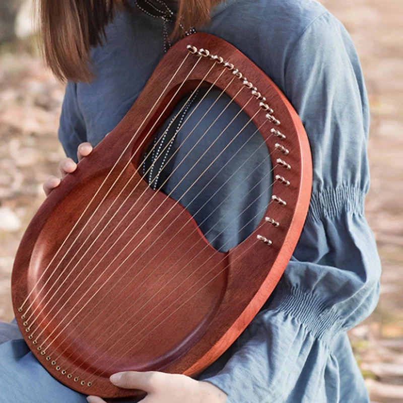 

Lyre Harp,16 String Harp Heptachord Solid Wood Mahogany Lyre Harp with Tuning Wrench for Music Lovers Kids Adult