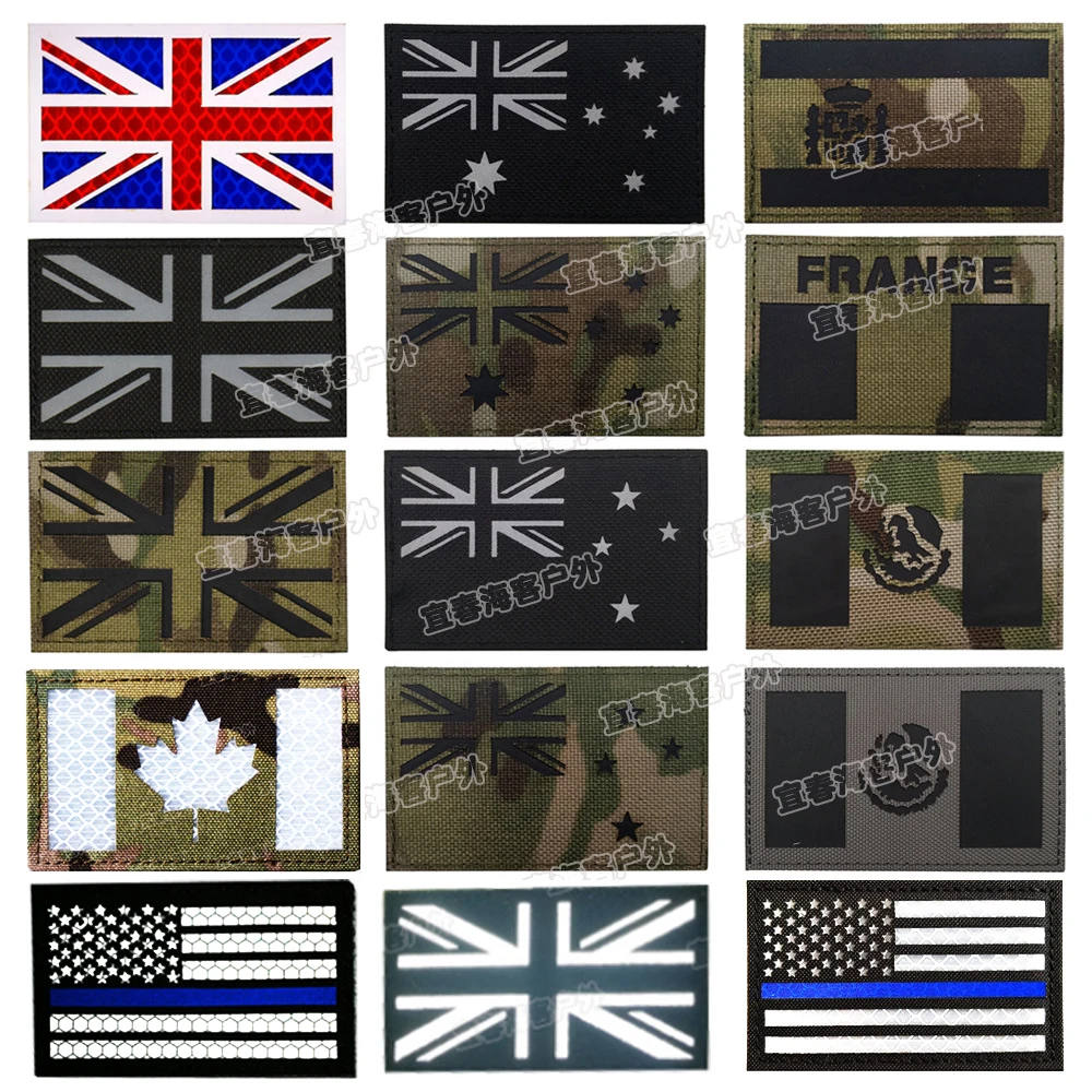 Multicam-Flag-IR-Infrared-Patch-USA-France-Spain-America-Canada-Mexico-AU-Union-Jack-Military-Morale