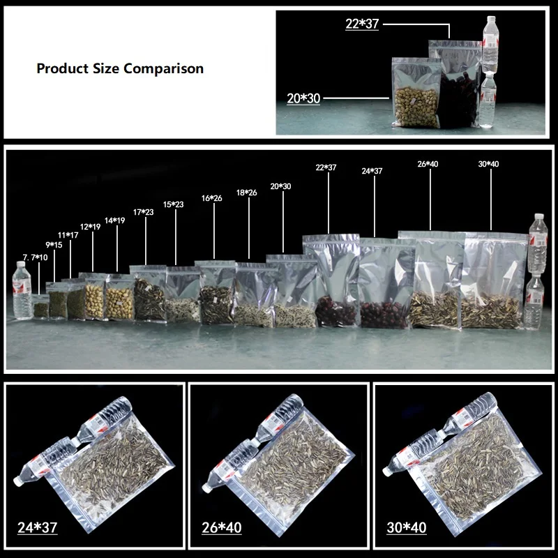 Прозрачный Алюминий Фольга сумка для Еда посылка с застежка-молния мешка Ziplock мешок замка