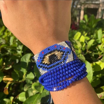 

Rttooas Blue Turkish Evil Eye Bracelet For Women Pulseras Mujer 2020 Mexican Female Jewelry Miyuki Beaded Crystal Charm Bracelet
