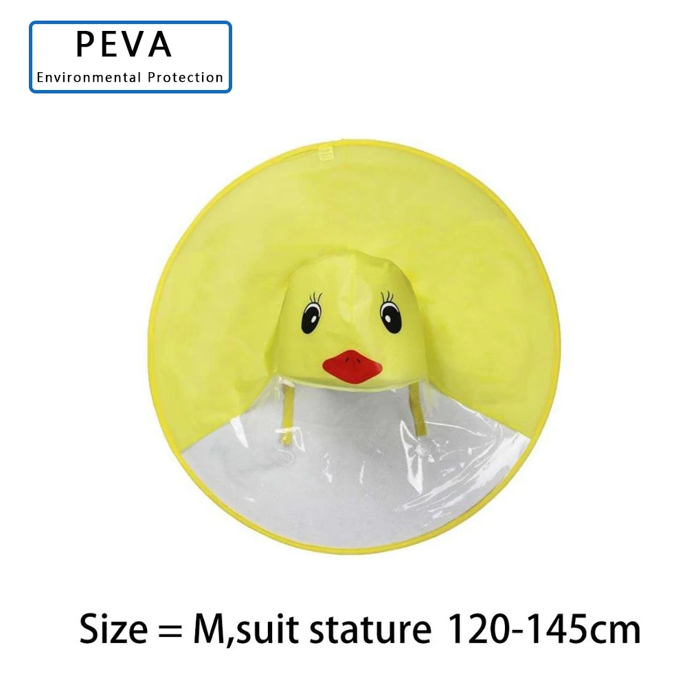 PEVA Yellow-M UFO детский дождевик, дождевик, зонт, накидка, складной ветрозащитный дождевик, мультяшная утка, креативный дизайн, забавный детский дождевик - Цвет: PEVA Yellow-M