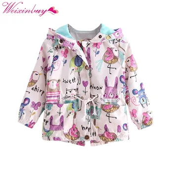 

Girls Coats and Jackets Autumn Kids Clothes Spring Top Children For Girls Clothes Cartoon Print Outerwear Hooded For 1-5Y