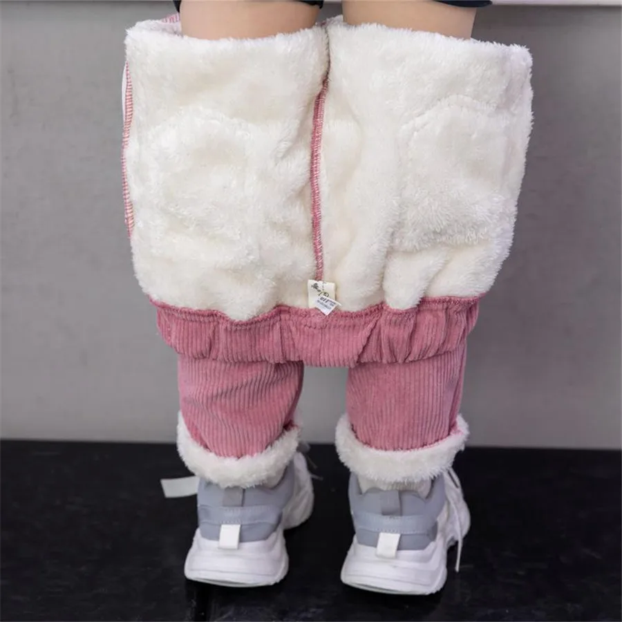 Girls Pants Kids Pants Girls Trousers Winter Children Pants Girls Plus Velvet Thick Jeans High Waist Warm Trousers 4 to 13Years