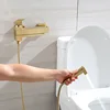 Brushed Gold Bathtub Shower Mixer Faucet Wall Mount Bathroom Tub Mixer Tap with Hand Shower Bidet  Set Matte Black Fashion 4