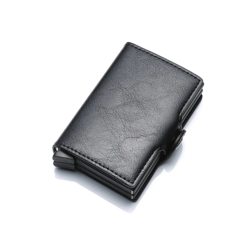 Анти Rfid кошелек банк id кредитный держатель для карт кожаный бумажник проходит алюминиевая Визитная Карточка Чехол протектор кардхолдер карман Израиль - Цвет: Black