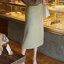 Новинка, модные элегантные женские прямые S-2XL длиной до колена, с высокой талией, зимние и осенние теплые юбки из органической шерсти