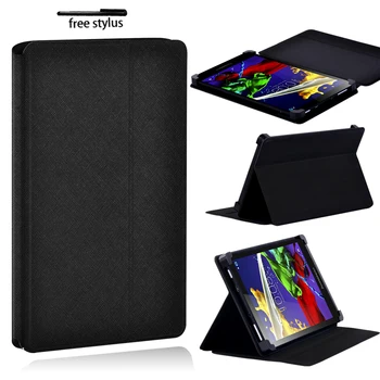 

Black Leather PU Case for Lenovo Tab 7" / 8" / 10" Tablet Scratch Resistant Foldable Tablet Protective Cover Case + Pen