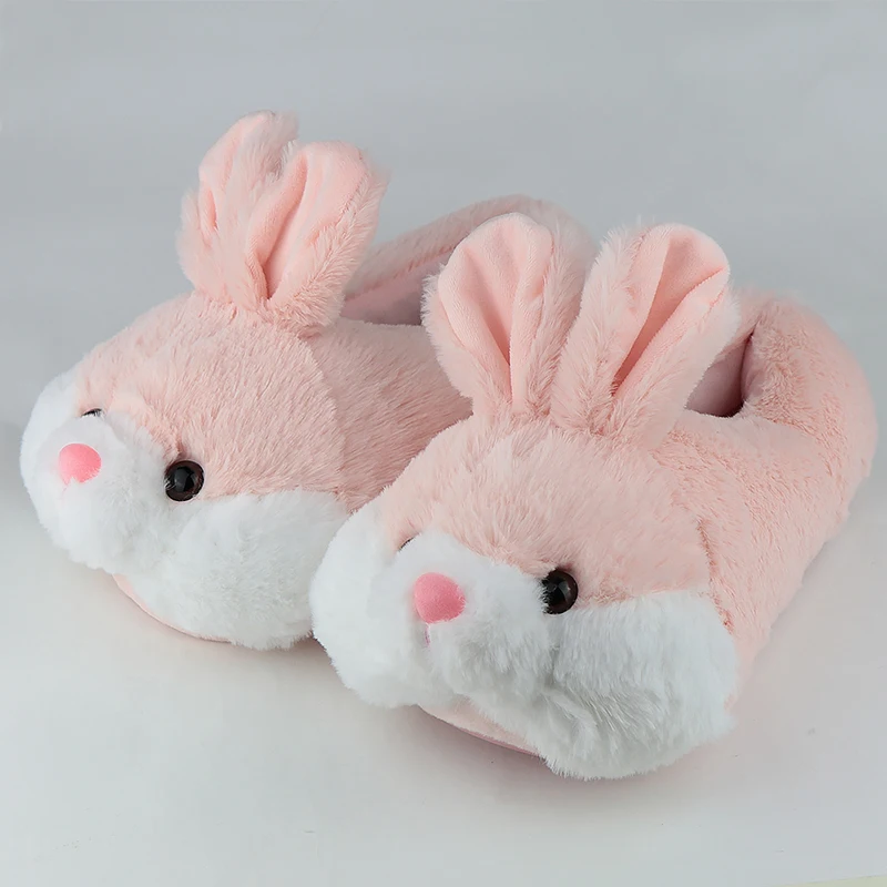 Women Cute Animal slippers Girls Rabbit Home shoes Big size 42 Non slip Flat with Winter slipper Short Plush TPR Sole women slippers lightweight slippers flat slippers